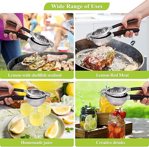 Miniatura 6 de Exprimidor de limón extra grande, de acero inoxidable, fácil de apretar, resistente a presión, exprimidor manual de cítricos para exprimir limón,