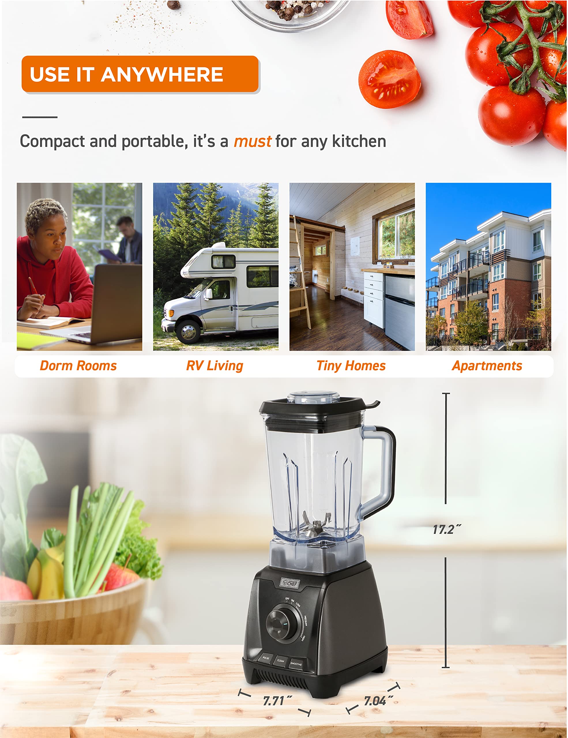 Licuadora de alta potencia de 1200 W, 50.7 oz, color negro 8