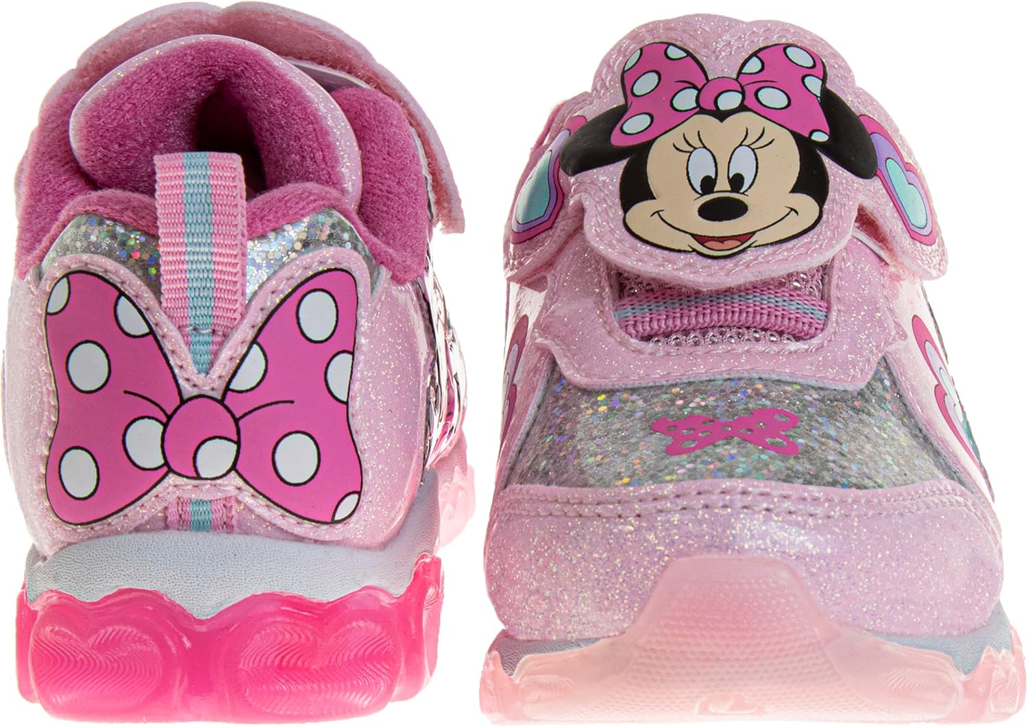 Disney Girls' innie Mouse Shoes - Minnie Mouse Slip-On Laceless Light-Up Sneakers (Toddler/Little Kid)