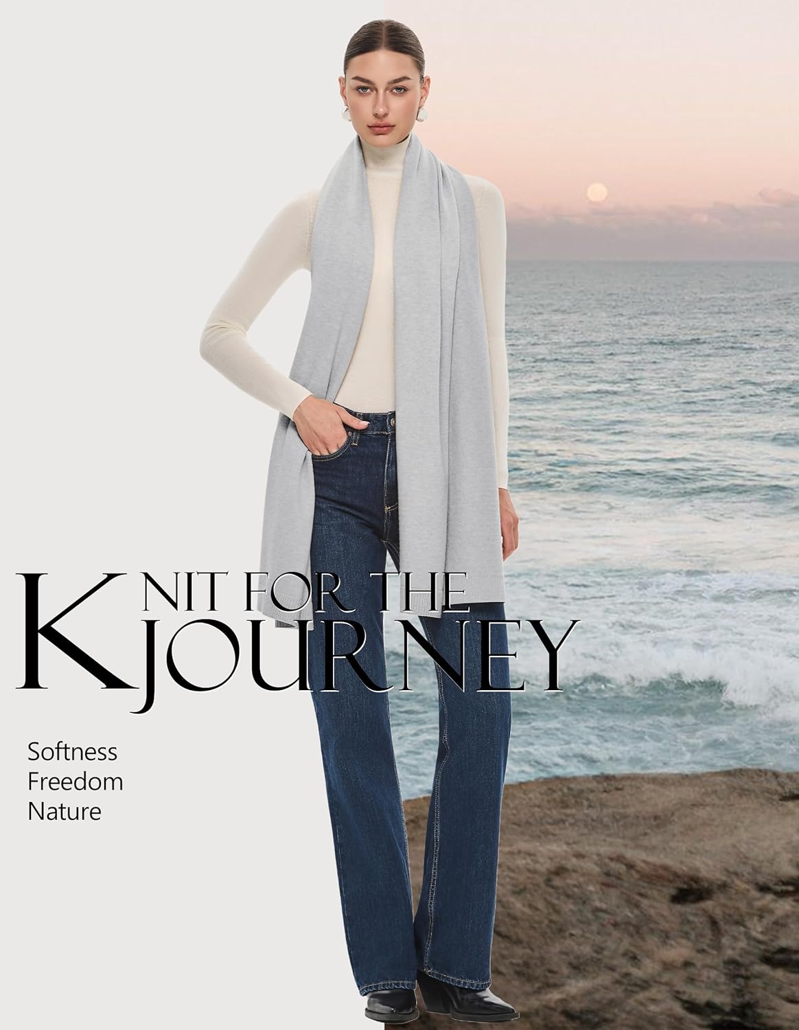 PULI Women's Pashmina Shawl Wraps for Evening Dress Large Scarf Blanket Long Wedding Bridal Winter Warm Shoulder Wrap - Image 2