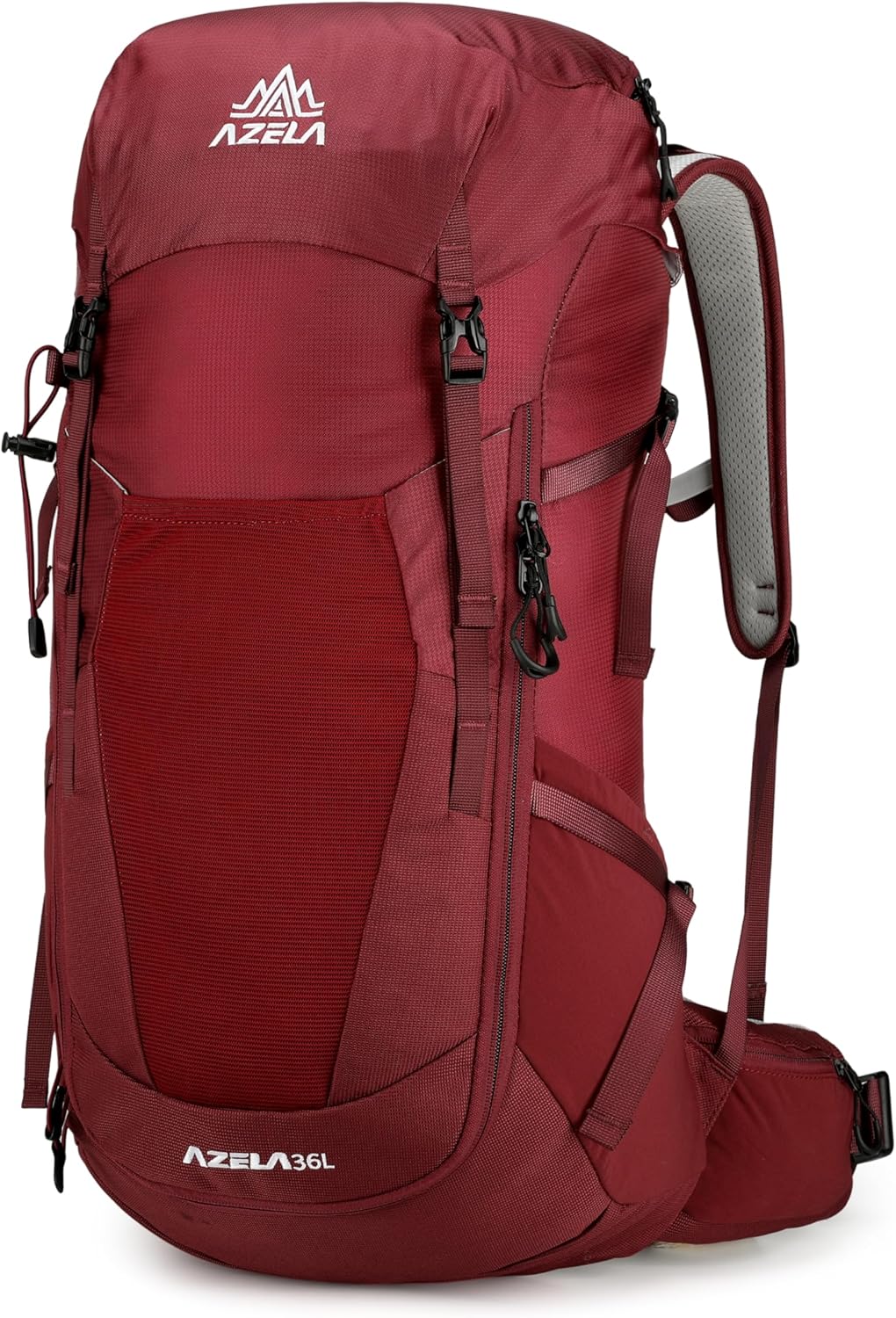 36L Internal Frame Backpack for Outdoor Hiking Camping Travel Backpacking with Rain Cover for Men and Women (Red)