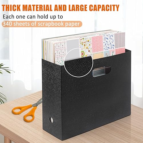 Miniatura 2 de Organizador plegable de almacenamiento de papel para álbumes de recortes, 12 x 12 pulgadas, organizador de archivos de plástico, negro, paquete de 3