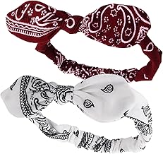 WLLHYF Lot de 2 bandeaux pour cheveux avec nœud papillon et nœud épais Extensible Style vintage des années 90 Accessoire pour perruque Tenue occidentale Tissu tendance pour femme