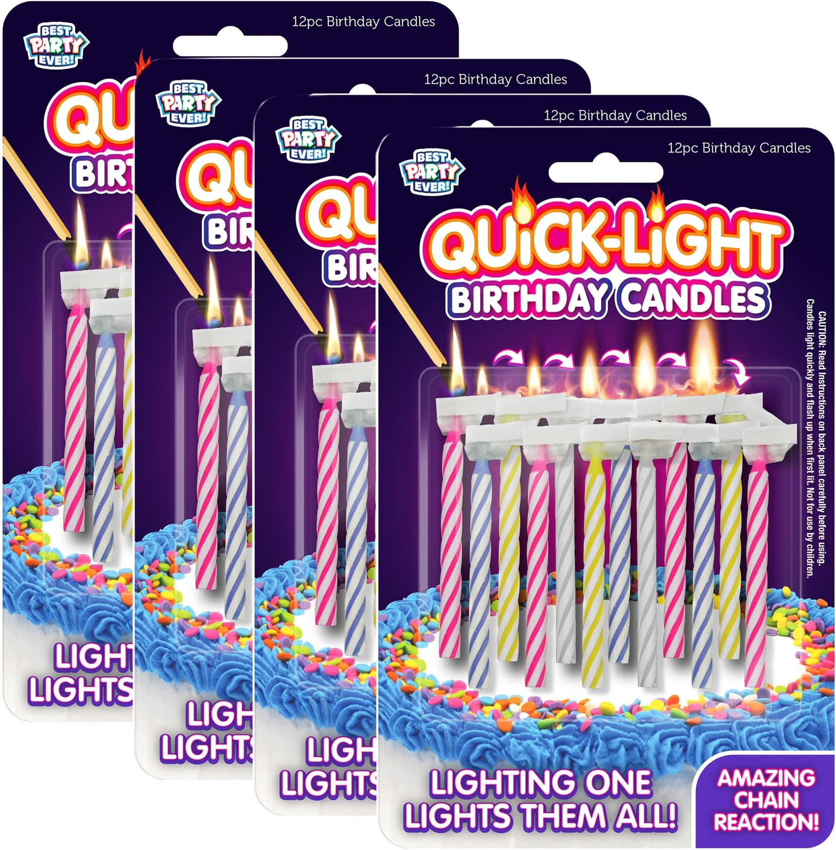 BEST PARTY EVER! Quick Light Birthday Candles 4-Pack (48 Candles)