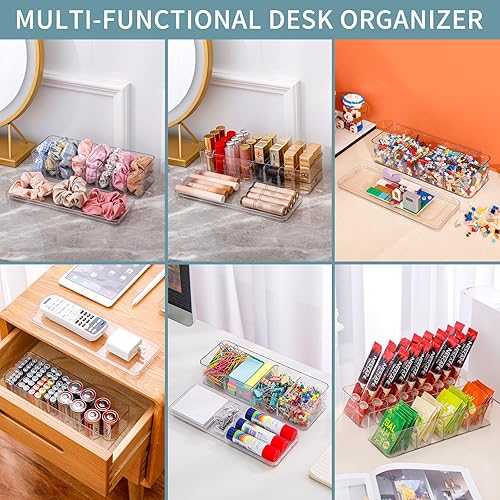 Miniatura 9 de Tahaje Paquete de 2 cajas organizadoras de cables con compartimentos ajustables, estuche de almacenamiento de cables de plástico con tapa para