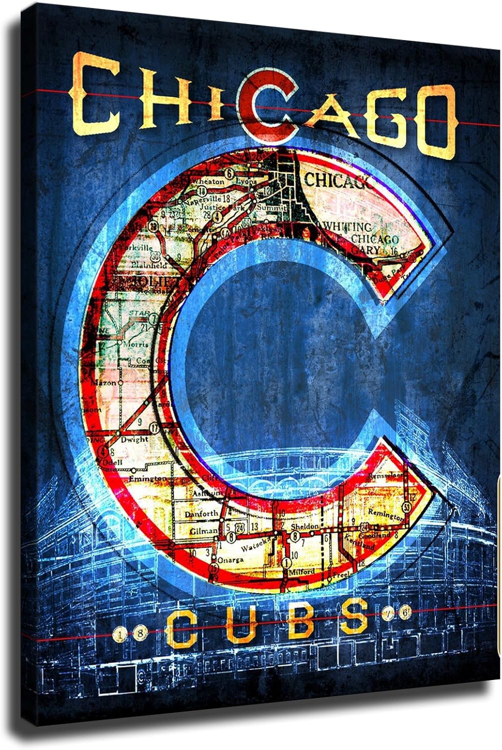 Chicago City Cubs Baseball Poster Baseball Sports Wall Art