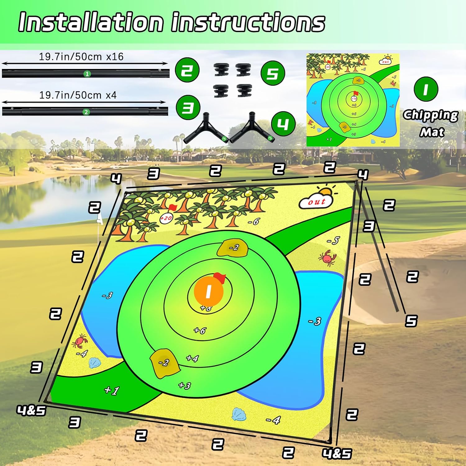 Battle Golf Chipping Game,Upgrade 80”x80” Large Chipping Mat,Play Outdoor Sticky Golf for Adults,Unique Multiplayer Indoor Outdoor Friends Family Yard Target Game