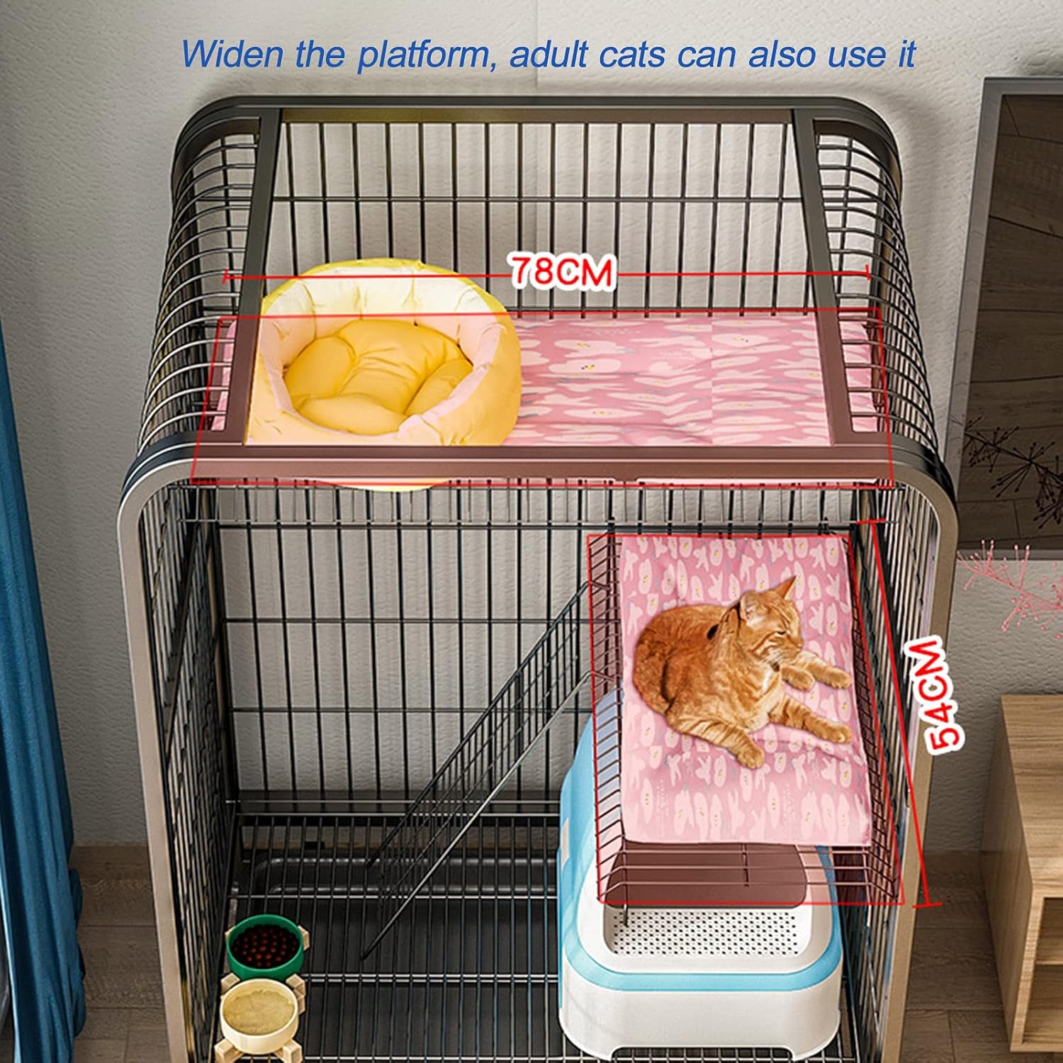 Cat Playpen - Deluxe Cat Home Large Cat CageMetal Wire Kennels Crate Small Animal Cage for Kitten Guinea Pig White (88 * 62 * 95cm)