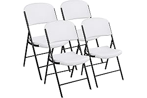 Lifetime 4-Piece Folding Heavy Duty Plastic Chairs with 500-Pound Capacity, White