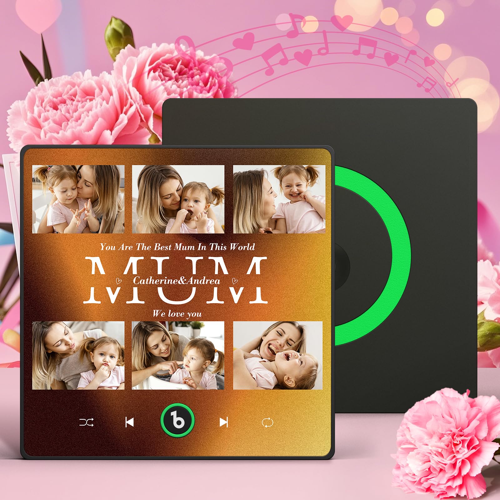 Soufeel Custom Music Fridge Magnet Personalized Spotify Plaque Magnet That Can Play Songs Customized Photo Album Refrigerator Magnets Gifts for Christmas for Music Lovers Girlfriend