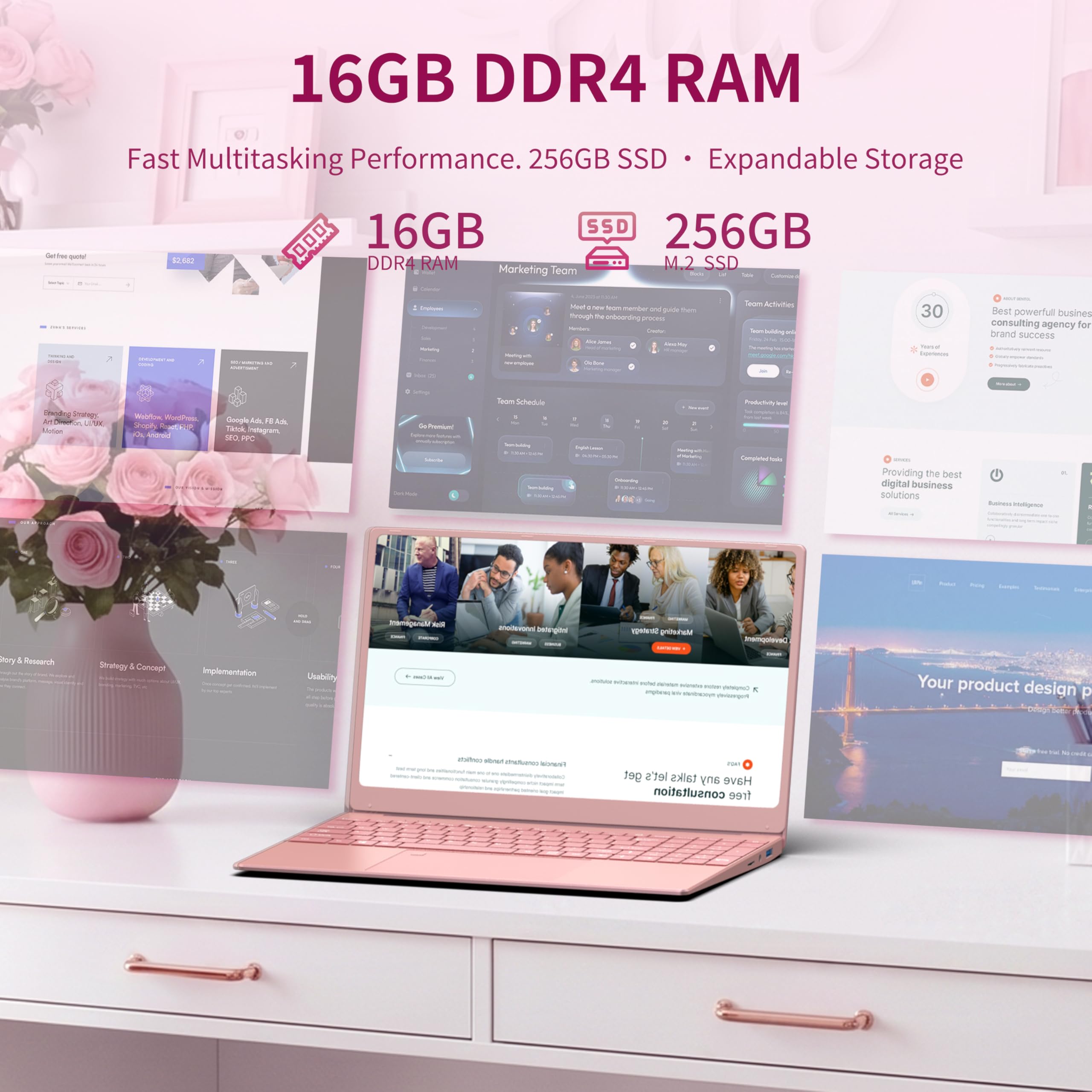 Amazon.co.jp: OMSERVB ローズゴールド ノートパソコン 15.6インチ FHD