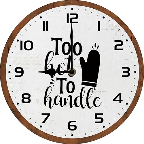 Miniatura 4 de Reloj de pared para cocina, abierto a diario, de 10 pulgadas, silencioso, sin tictac, funciona con pilas, de madera, moderno, minimalista, simple,