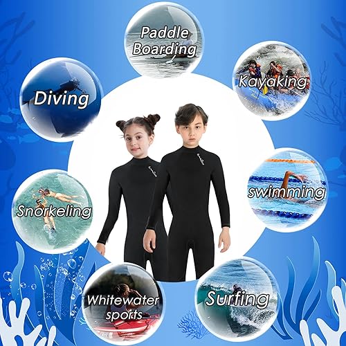 Miniatura 5 de OMGear Traje de neopreno térmico para niños de 0.118 pulgadas (0.118 in) para niños y niñas, jóvenes, traje húmedo para agua fría, traje de buceo de