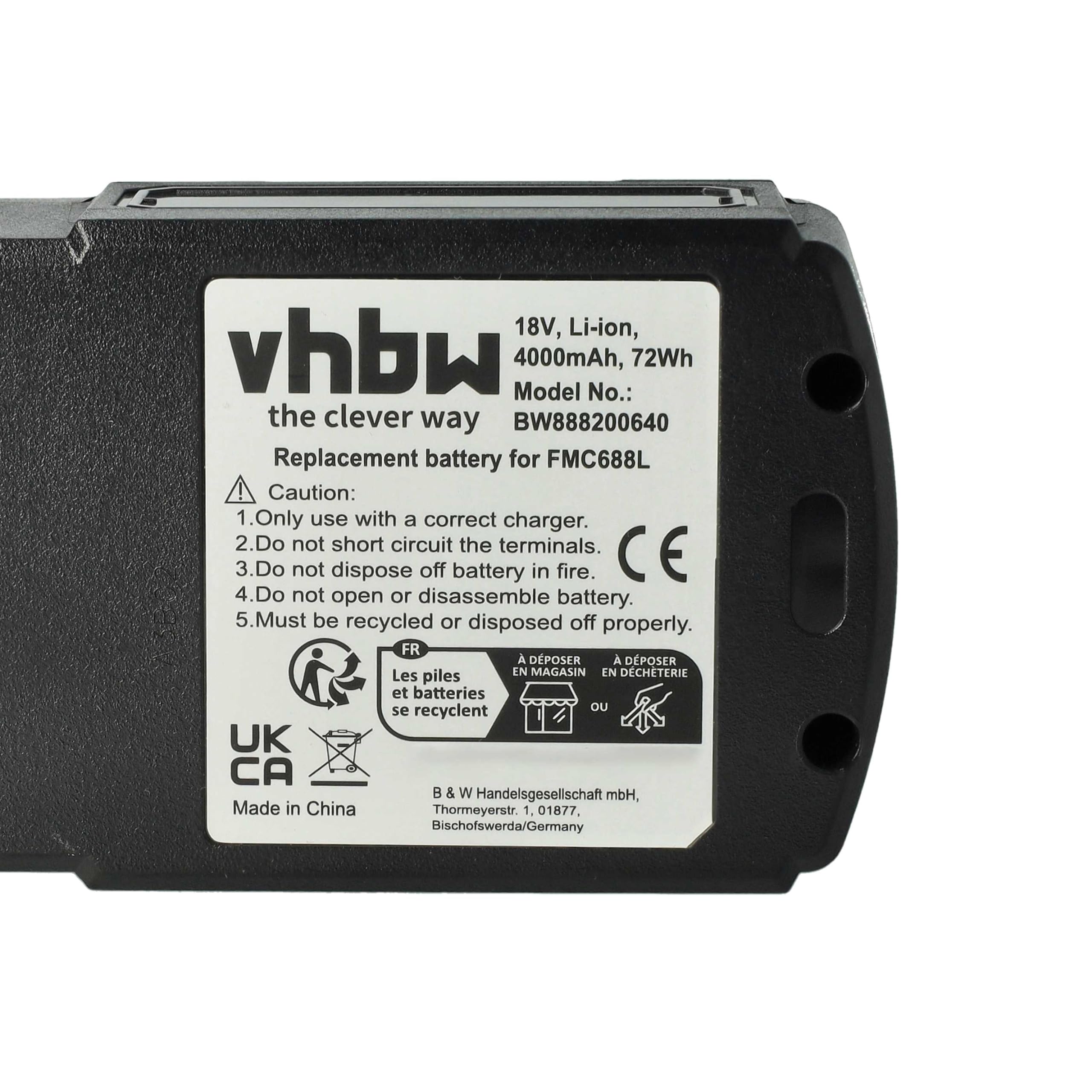 vhbw batteria sostituisce Stanley FMC687L per attrezzi da lavoro (4000 mAh, Li-Ion, 18 V)