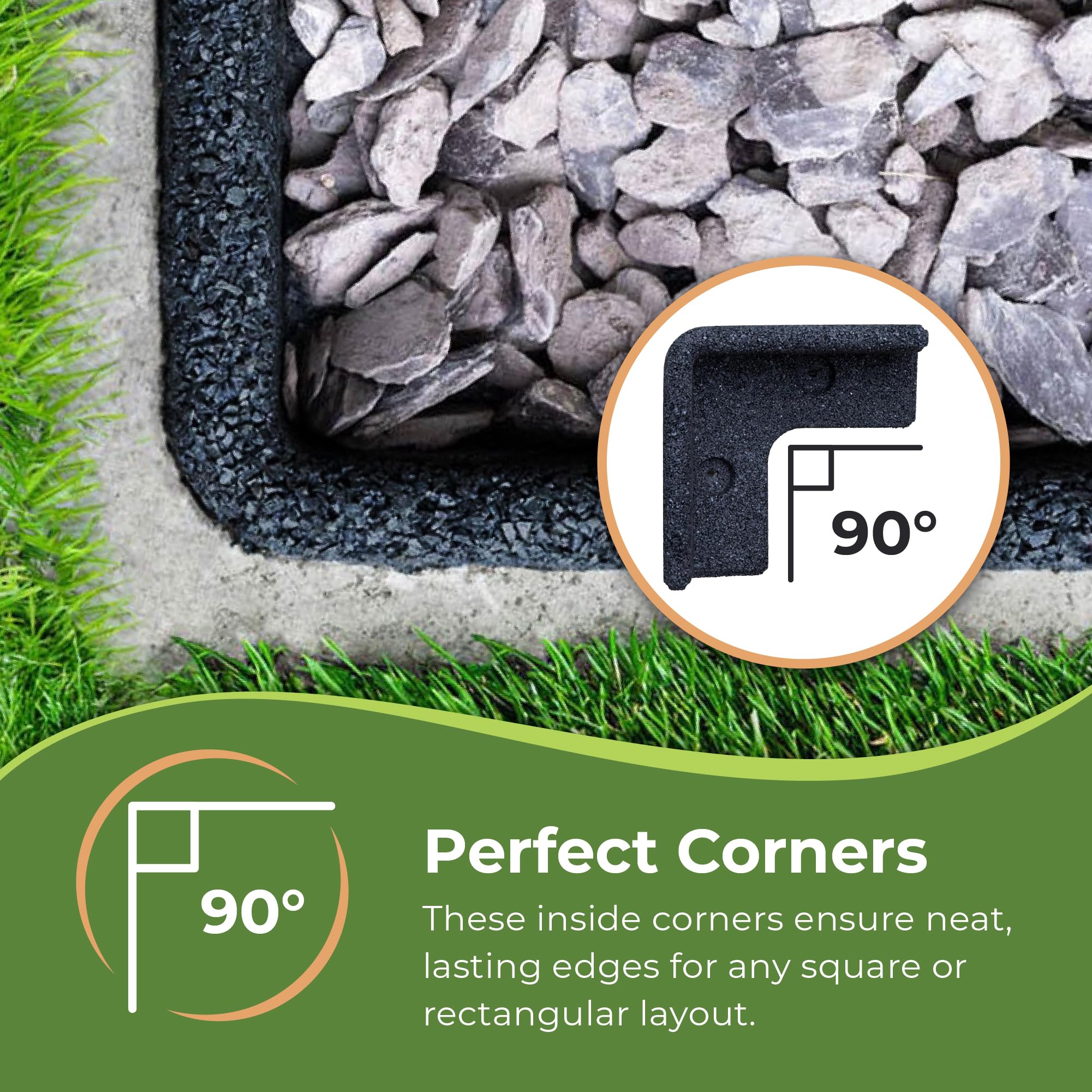 FlexiBorder 2 x 90 Degree Inside Corner Black, Rubber Lawn Edging Border, Garden Edging Border for Grass Lawns - Image 3