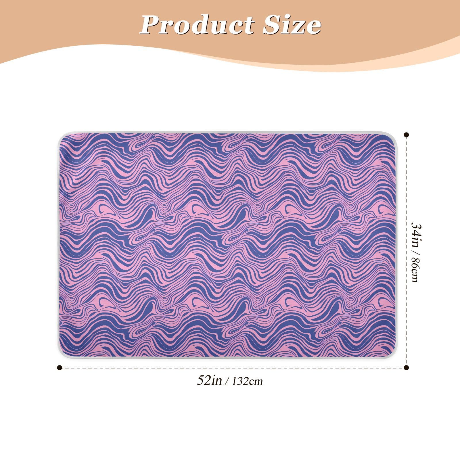 Pink and Blue Wavy Lines Trippy Diaper Mats Water Resistant Underpads Wetting Cover Slip-Resistant Toddler Bedding Products for Kids Bedwetting , 52