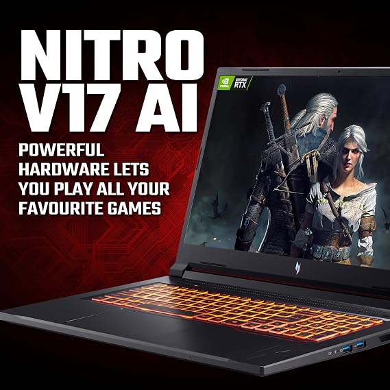 Acer Nitro V17 AI ANV17-41 Gaming Laptop - AMD Ryzen 7 260, 16GB, 1TB SSD, NVIDIA GeForce RTX 5070, 17.3 Full HD 180Hz, Windows 11, Black