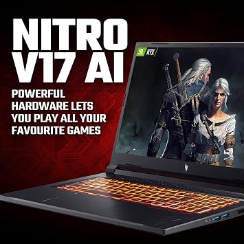Acer Nitro V17 AI ANV17-41 Gaming Laptop - AMD Ryzen 7 260, 16GB, 1TB SSD, NVIDIA GeForce RTX 5070, 17.3 Full HD 180Hz, Windows 11, Black