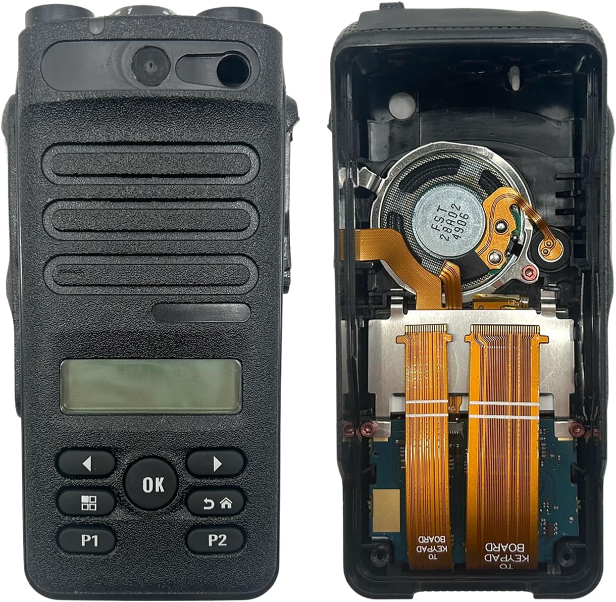 Black XPR3500E Housing Case Front Cover with Speaker LCD Display Flex Cable Compatible for Walkie Talkie XPR3500E