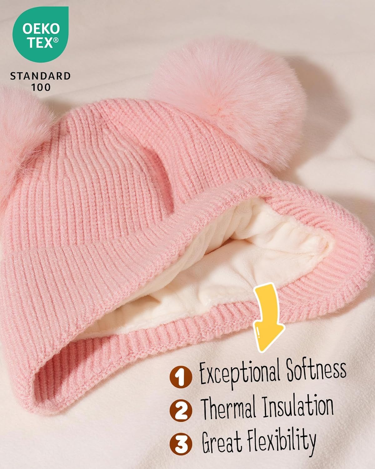 FURTALK Baby Toddler Winter Hat Pom Pom Beanie Girls Boys with Fleece Lined Kids Warm Cap - Image 2