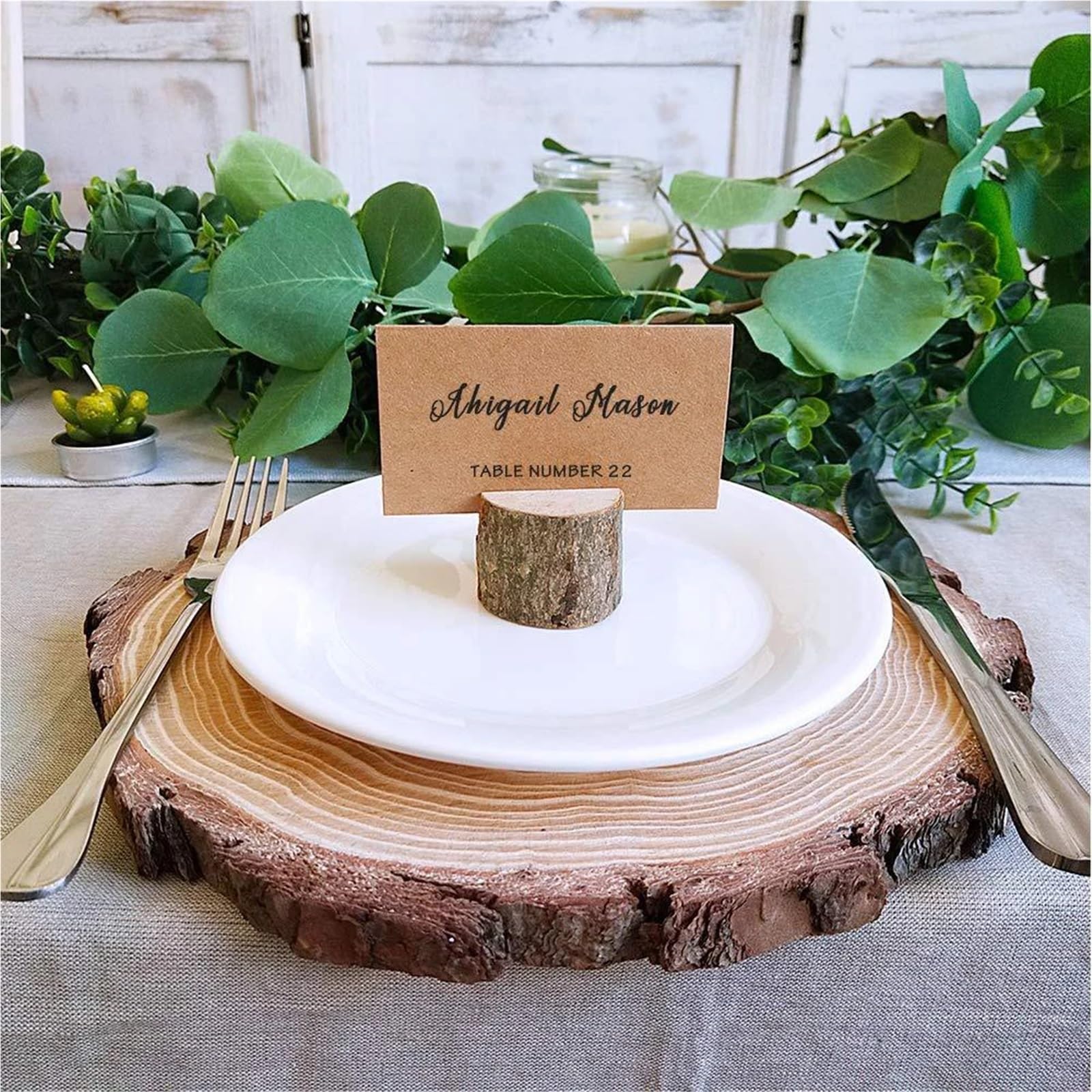 Tischkartenhalter aus Holz, 20 Stück, rustikaler Mini-Platzkartenhalter aus Holz, Ständer für Hochzeitstisch, Namensnummer, Bilder