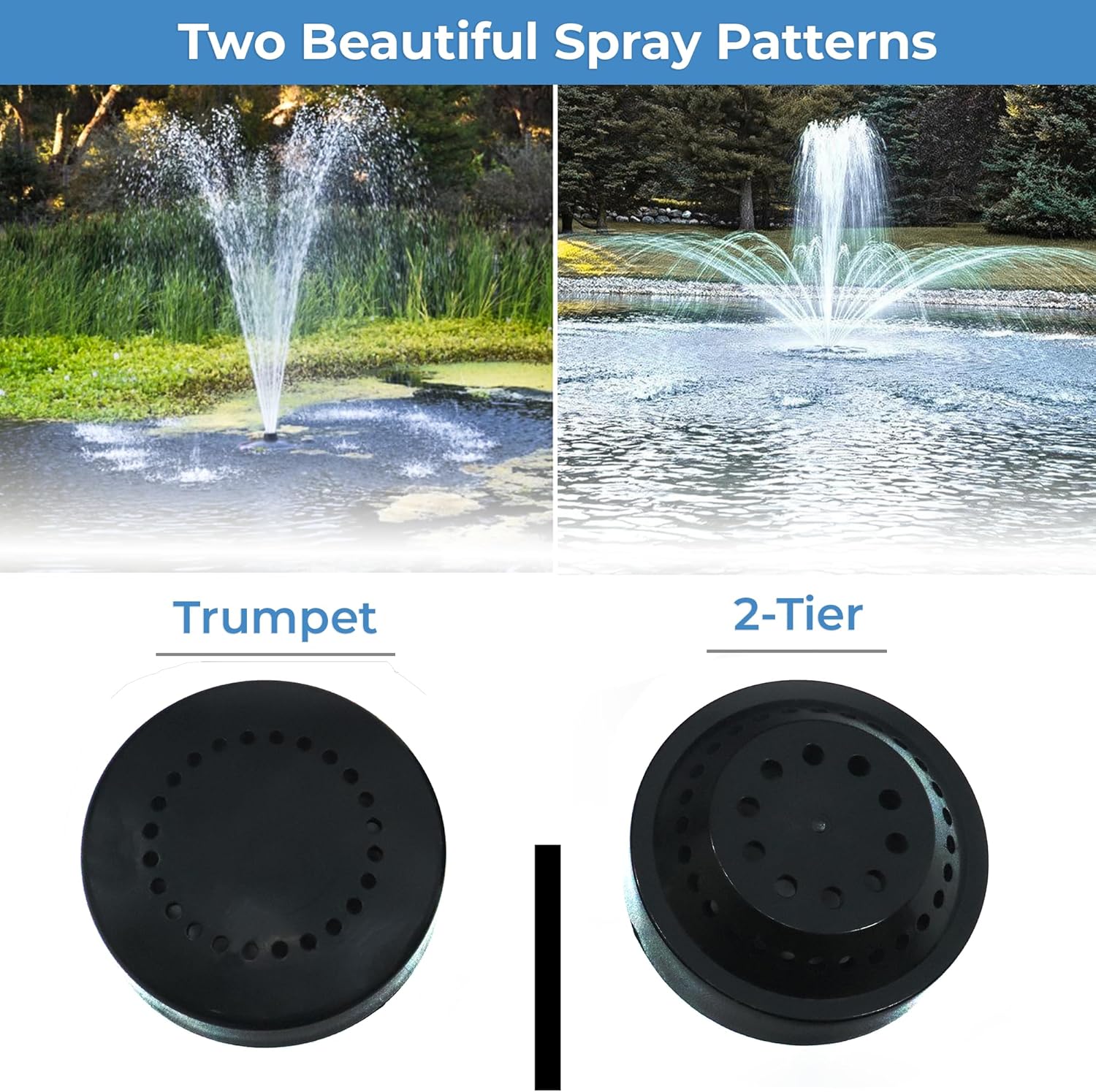 Custom Pro FT 14000 GPH Floating Pond Fountain & Aearator | Complete Kit with 14,000 GPH Pump, 200 Foot Power Cord, 3 Spray Styles and More | 100% USA-Based Customer Service and Warranty Support!