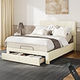 Softa All-in-One Adjustable Bed Frame Queen, Upholstered Bed Frame with Storage Drawers & Headboard, SGS Certified, Zero Noise Quiet Motor, Remote Control, Head & Foot Incline