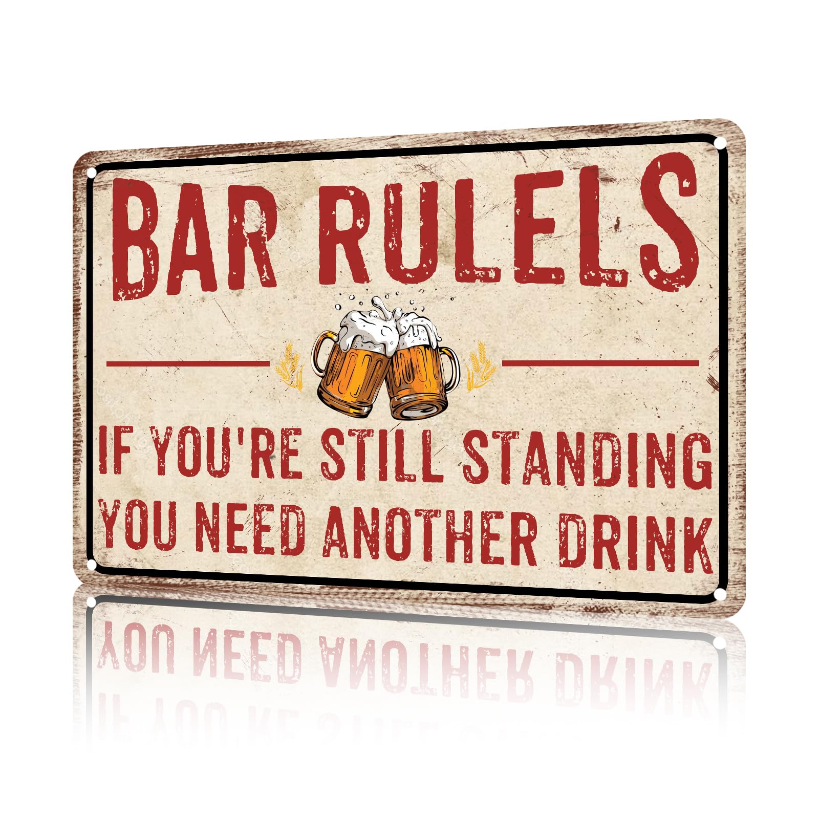 Anceky Retro Metal Sign Bar Rulels Tin Sign Retro Aluminum Metal Sign Wall Decor for Cafe Garage Kitchen Yard Outdoor 12×16 Inch