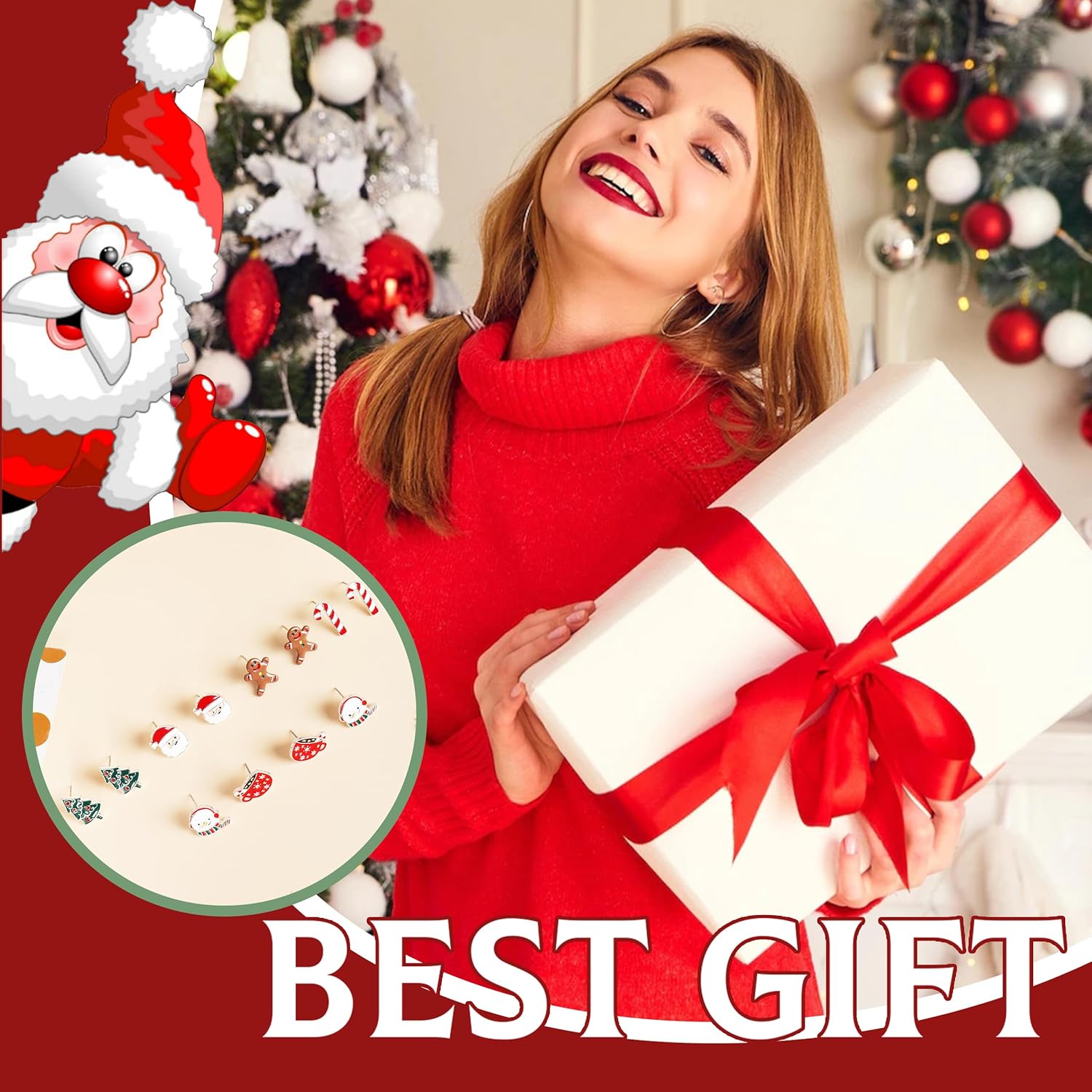 Christmas Stud Earrings for Women Tree Snowflake Bell Reindeer Drop Dangle Earrings Christmas Stocking Stuffers Jewelry Gifts Accessories - Image 7