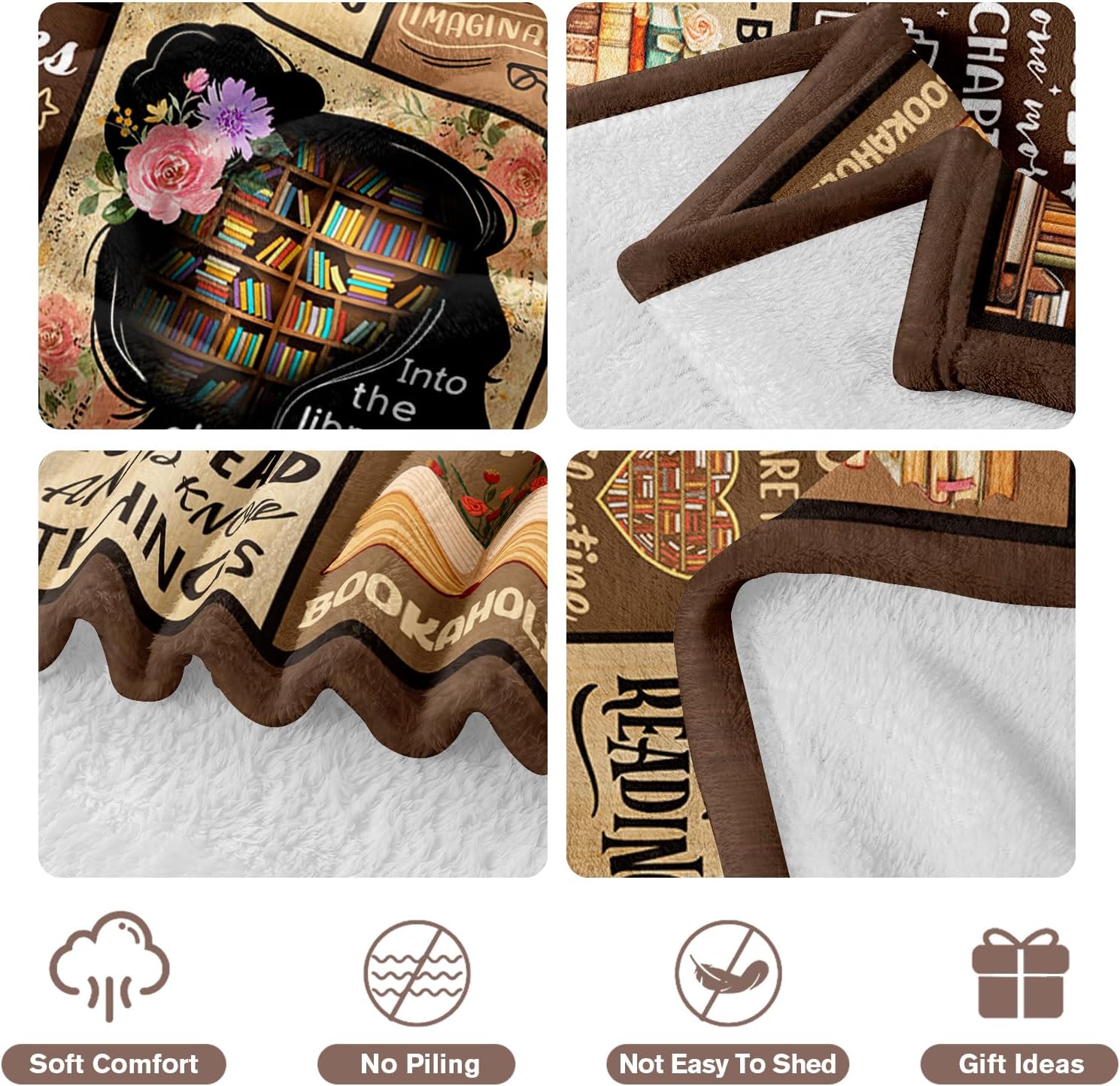 Book Lovers Gifts - Gifts for Book Lovers - Booklover Gift for Women - Bookworm Librarian Readers Booklover Bookish Reading Accessorie Blankets Present for Women Girls - Books Lover Blanket 50"X60" - Image 5