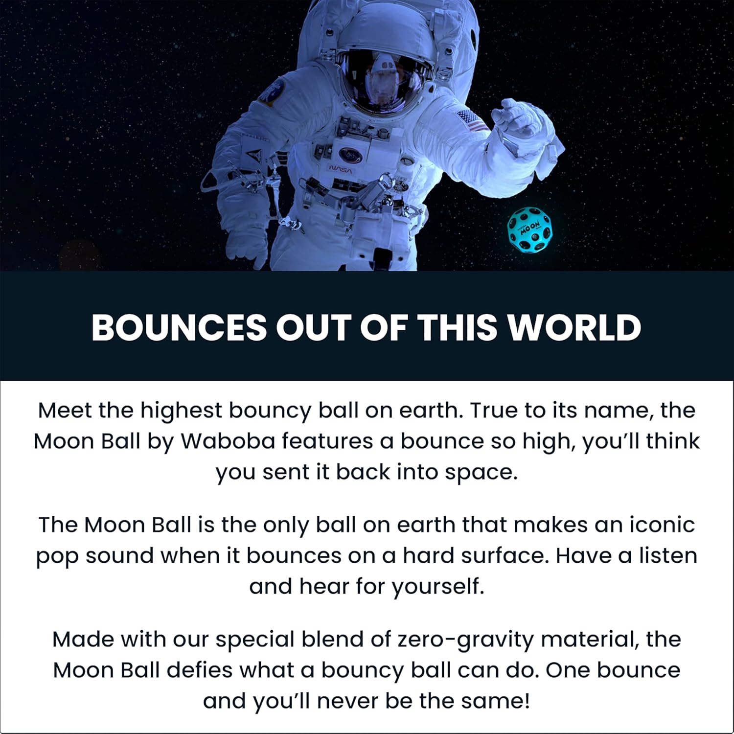 Waboba Moon Ball Martian Moon Hyper Bouncy Ball - All Ages Extreme Bounce and Fun - Super High Bouncing Ball Perfect for Active Play and Outdoor Games - Orange