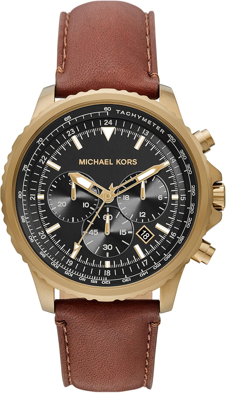Michael Kors Cortlandt Mens Watch, Stainless Steel Chronograph Watch for Men with Steel or Leather Band