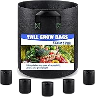 Vista 10 de Paquete de 5 bolsas de cultivo de 3 galones, macetas de cultivo de plantas de tela no tejida de alta resistencia para verduras