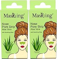 Masking Aloe Vera Deep Cleansing Nose Pore Strips, Nose Strips for Blackhead whitehead Removal with Soothing Wipes Pack...