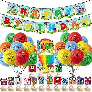 Numberblocks Theme Birthday Party Decoration Numberblocks Banner Cake Insert Balloon Set
