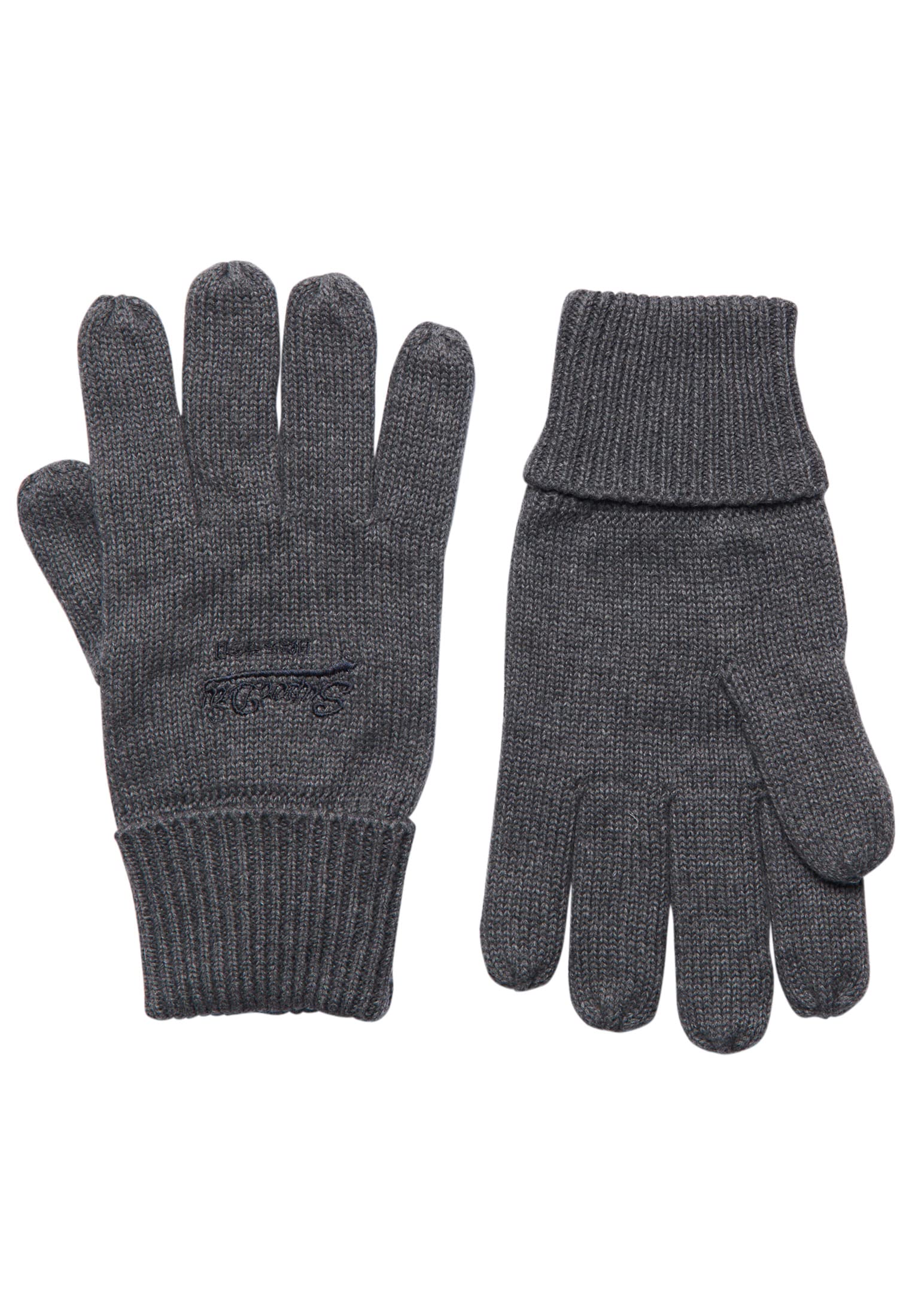 Superdry Men's 93 Knitted Accessories Gloves, Rich Charcoal Marl, One Size