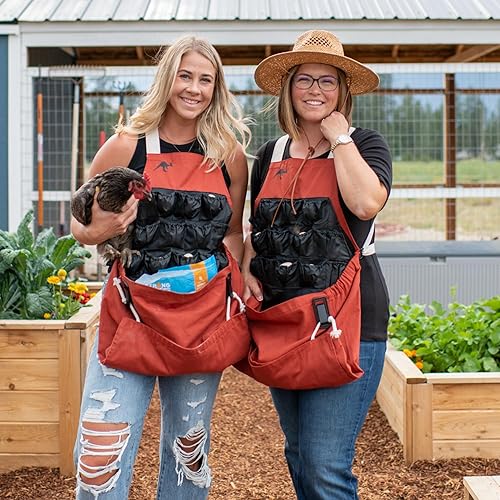 Miniatura 6 de Roo - Delantal de jardinería con bolsillos y cosecha, bolsa de recogida, ajustable, resistente al agua, lavable, lona de algodón