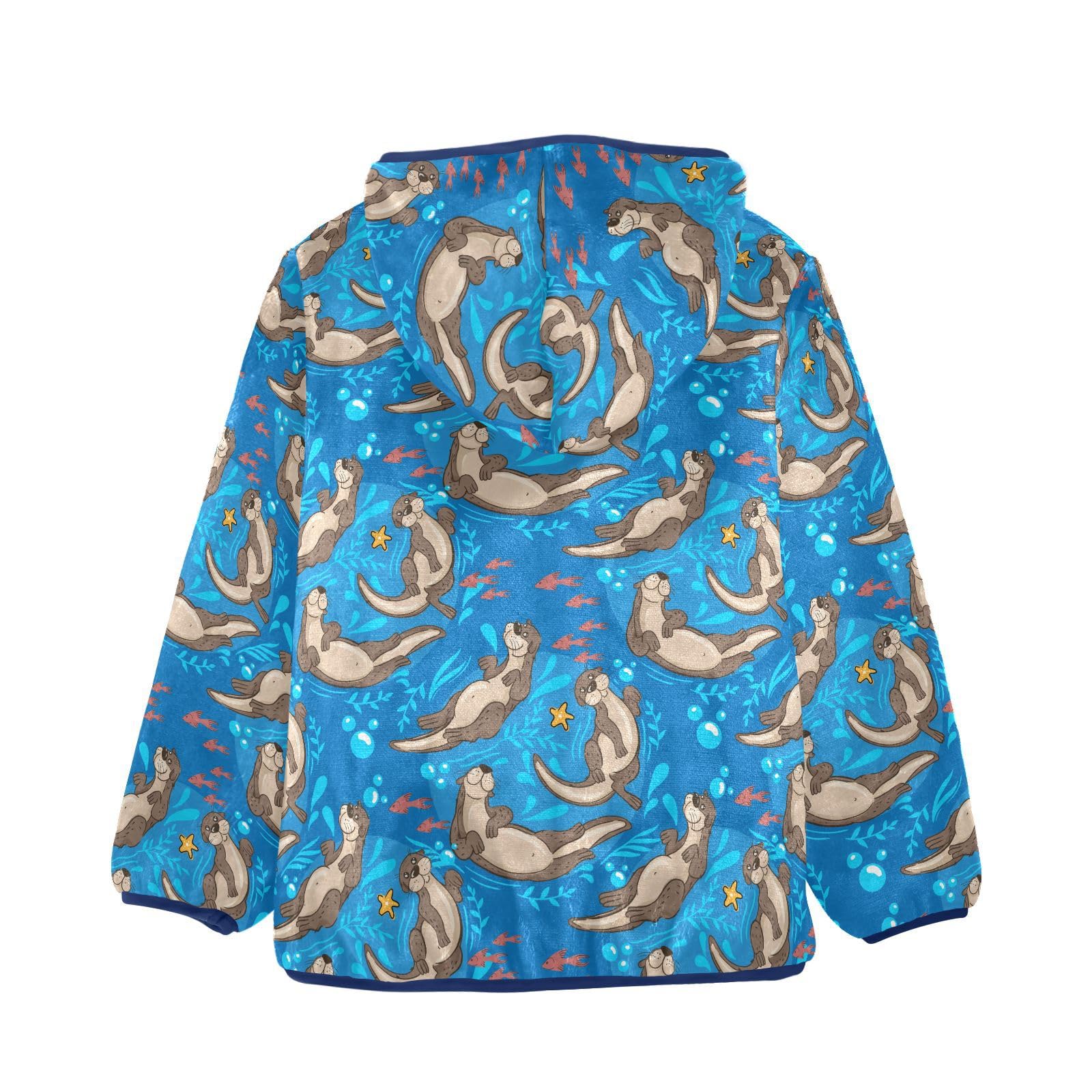 JHKKU Boys Warm Outerwear Zip Up Hoodie Cute Otters Coat Cardigan Soft Fuzzy Fleece Jacket with Pocket