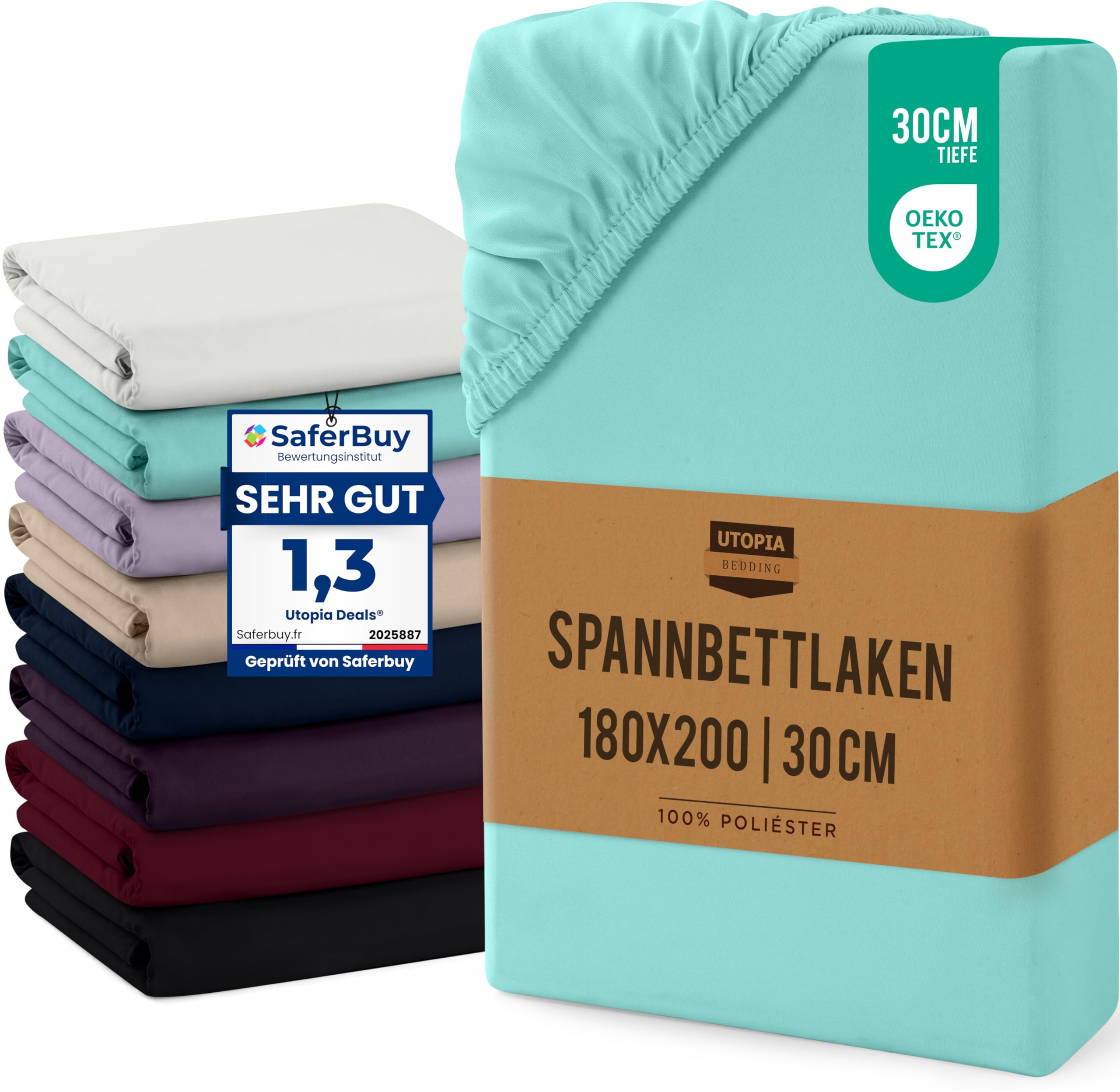 Utopia Bedding Spannbettlaken - Gebürstete Mikrofaser Spannbetttuch - 30 cm Tiefe Tasche