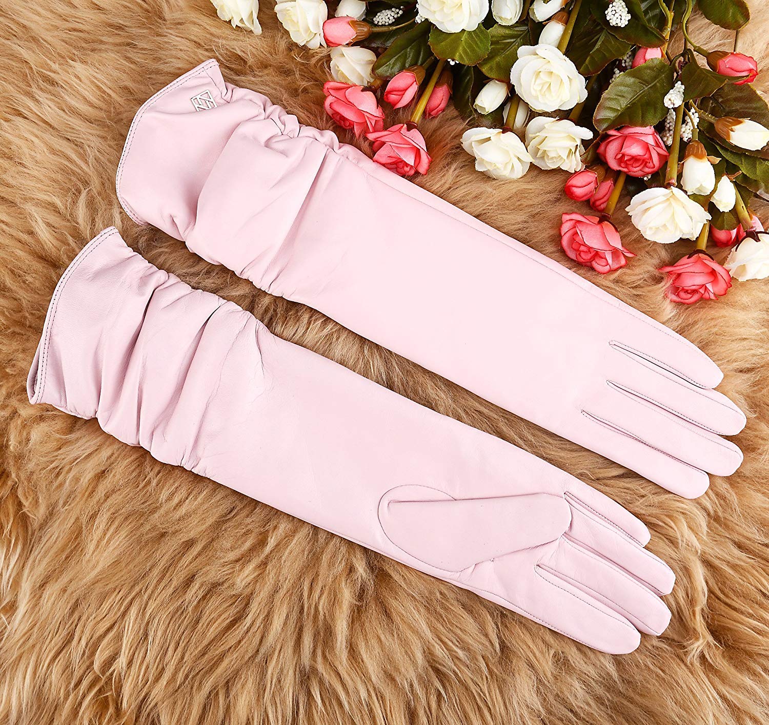 Unisex-Dorosłe Rękawiczki Rękawiczki Damskie Moda Zimowa Ciepłe Skórzane Długie Proste Efektowne Rękawiczki Jednolite Kolory Wodoodporne Rękawiczki/Pink 1/S
