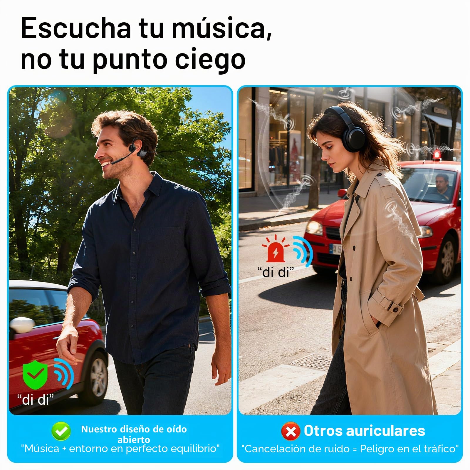 Smof Auriculares Conducción Aérea con Micrófono, Bluetooth 5.1 Open-Ear Auriculares Abierto con Micrófono de Cancelación de Ruido para el Trabajo, la conducción, la Oficina en el hogar (Negro)