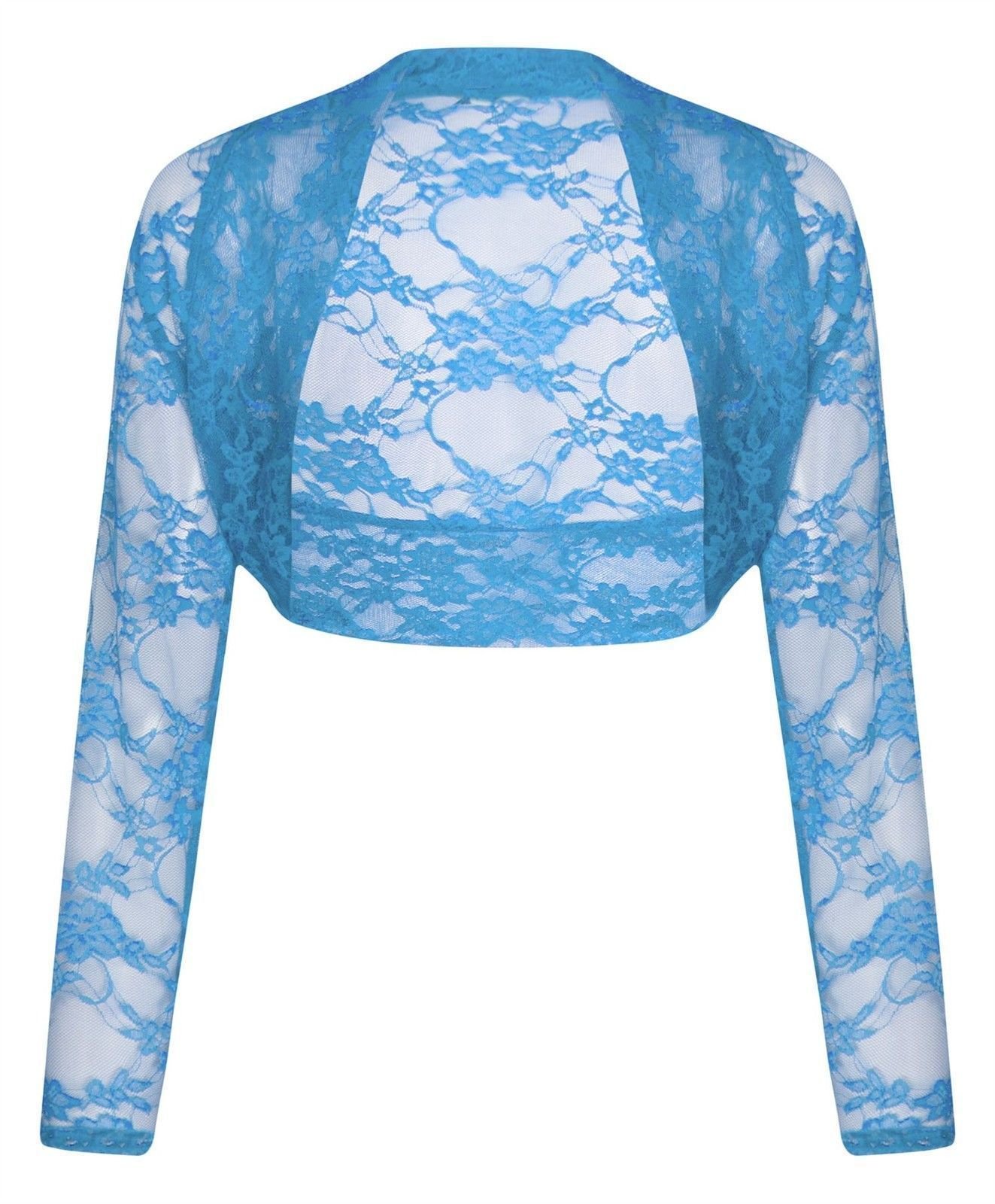 ZEE FASHION Womens Ladies LACE Shrug Bolero Turquoise