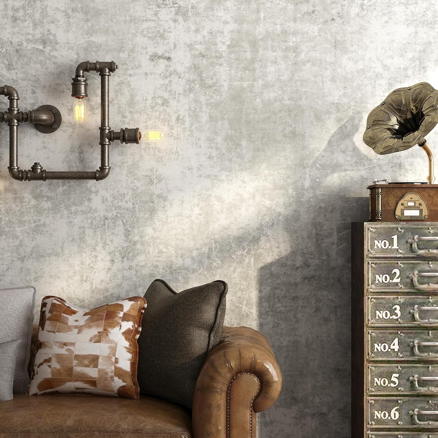 FunStick 24"x200" Industrial Grey Concrete Peel and Stick Wallpaper for Bedroom Kitchen Living Room Accent Wall Self Adhesive Vinyl Cement Wallpaper Gray Contact Paper for Walls Countertops Waterproof