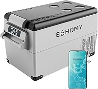 Vista 1 de Euhomy - Refrigerador de automóvil, 12 voltios, 35L (38 qt), refrigerador RV con 12/24 V CC y 120-240 V CA, refrigerador y congelador