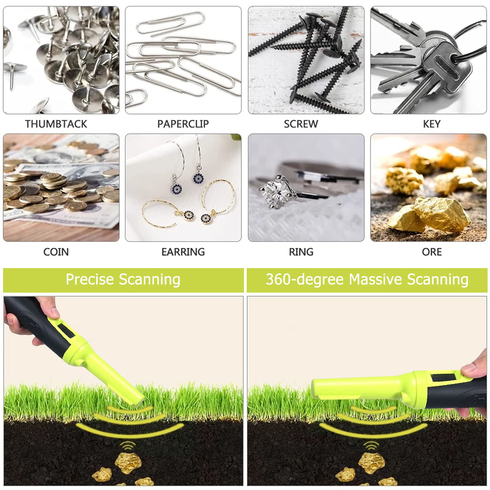 Metal Detector Per Oro Rilevatore Metalli Subacqueo HS-10 - Impermeabile IP68, 3 Modalità, LCD, Per Caccia Tesori Metal Detector Impermeabile IP68 - 11