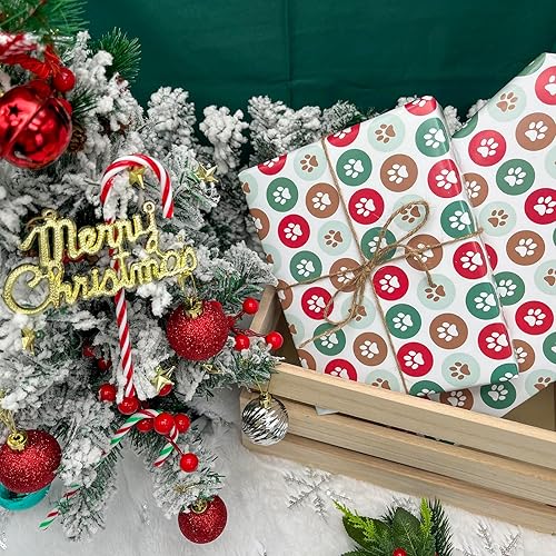Miniatura 2 de Dtiafu Papel de regalo con estampado de huellas  10 hojas divertidas de regalo de Navidad de perro y gato para vacaciones, cumpleaños, baby shower