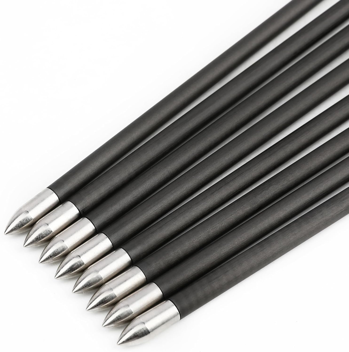 12Pack 32" Pure Carbon Target Arrows ID 4.2mm Spine 300~1000 for Archery Competitions Practice Hunting Arrows for Recurve Compound Bows