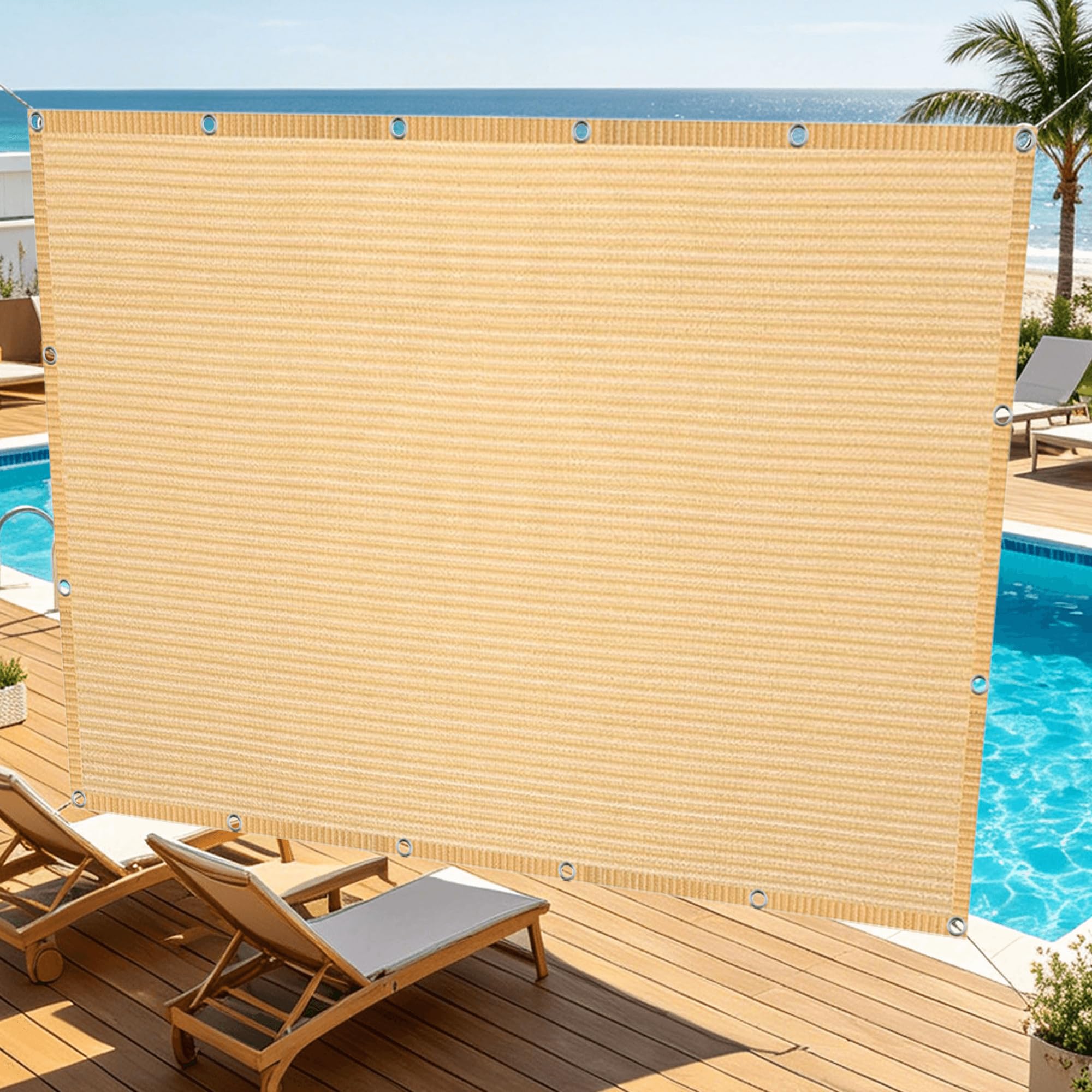 Toile rectangulaire crème pour ombrager le poulailler et la serre