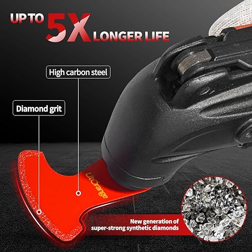 Miniatura 4 de Litorange 6 cuchillas oscilantes de diamante, multiherramienta oscilante, hojas de sierra de diamante para extracción de lechada, corte al ras y
