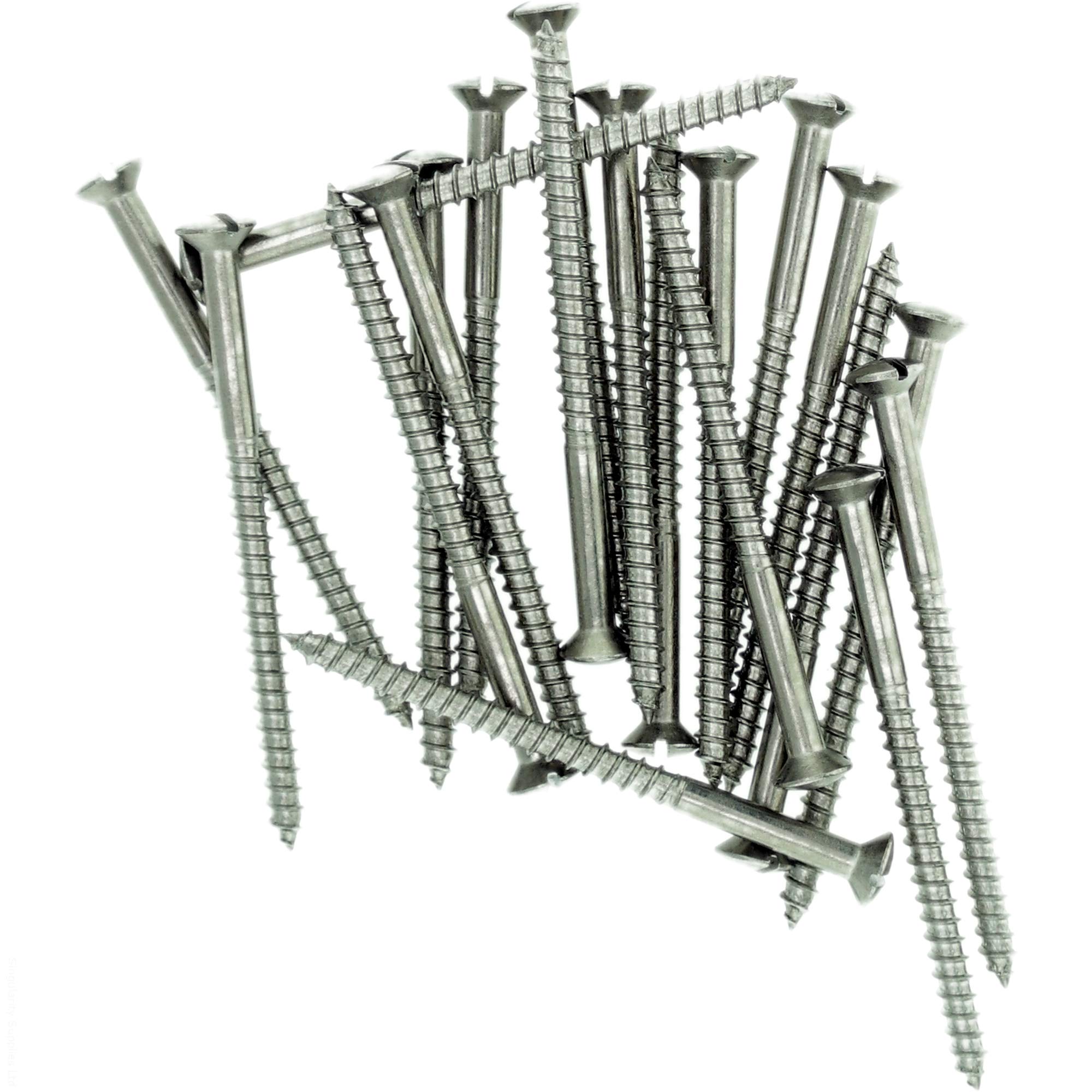 Singularity Supplies No.9 X 2.75 (4.5Mm X 70Mm) Slot Raised Countersunk Wood Screw - Stainless Steel (A2) (Pack Of 20)